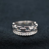 Inel Argint 925 Dublu cu zale si pietricele